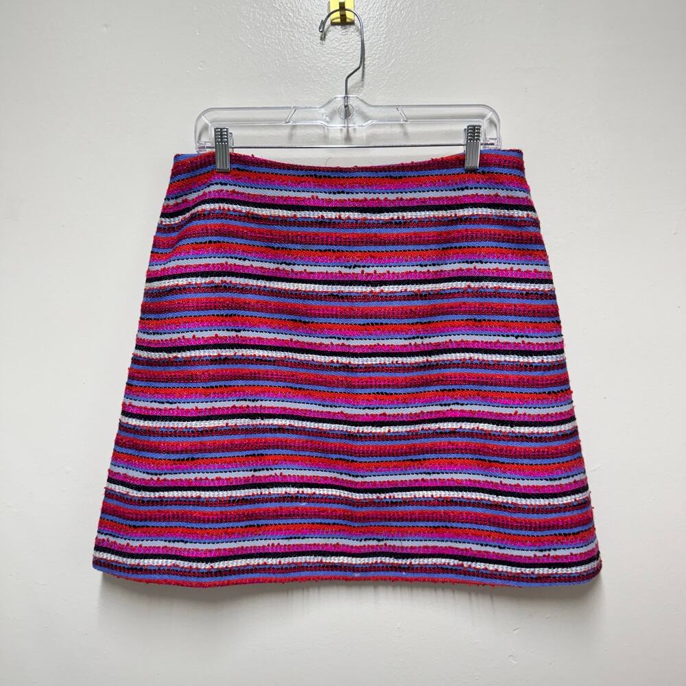 Kate Spade Wool Blend Striped Tweed Boucle A-Line Mini Skirt Ss 12 Preppy Fall